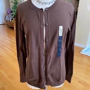 Cherokee Women's Brown Button-Up Cardigan Sweater Size Large